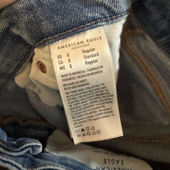 American Eagle Outfitters Curvy Blue Baggy Straight Super High Rise Jeans - Picture 4 of 5